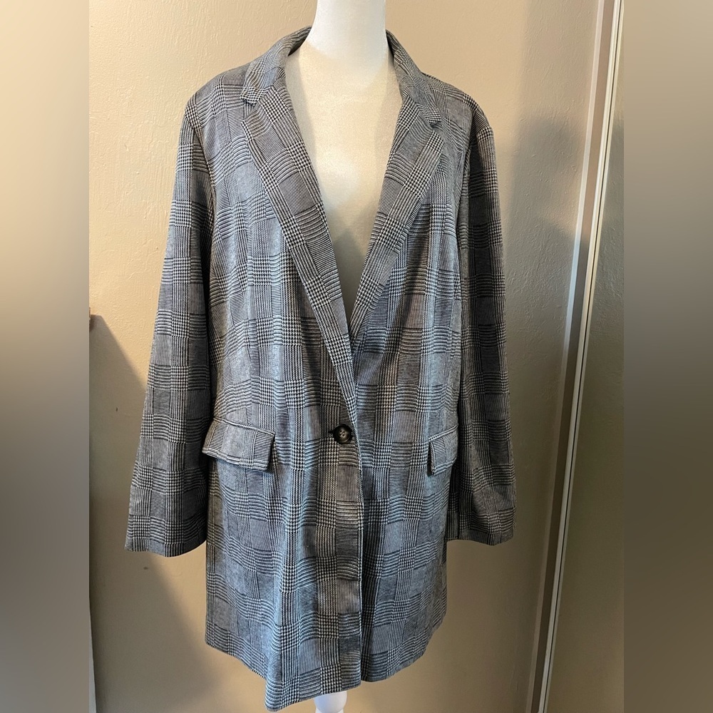 Primark Women’s Grey/Black Hounds tooth Blazer - Size 14